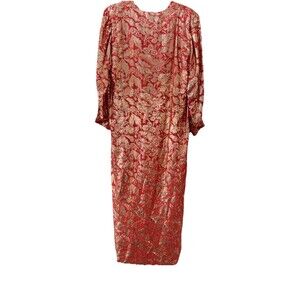 Victor Costa Vintage Women Formal Gown Long Sleeve Lined Pockets Vent Buttons L